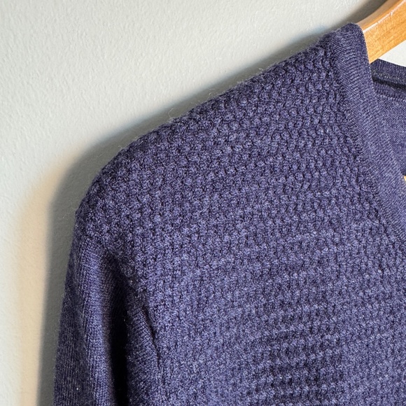 Britches Mens Merino Wool Blend Long Sleeve Textured Front Sweater Purple Large - Picture 4 of 13